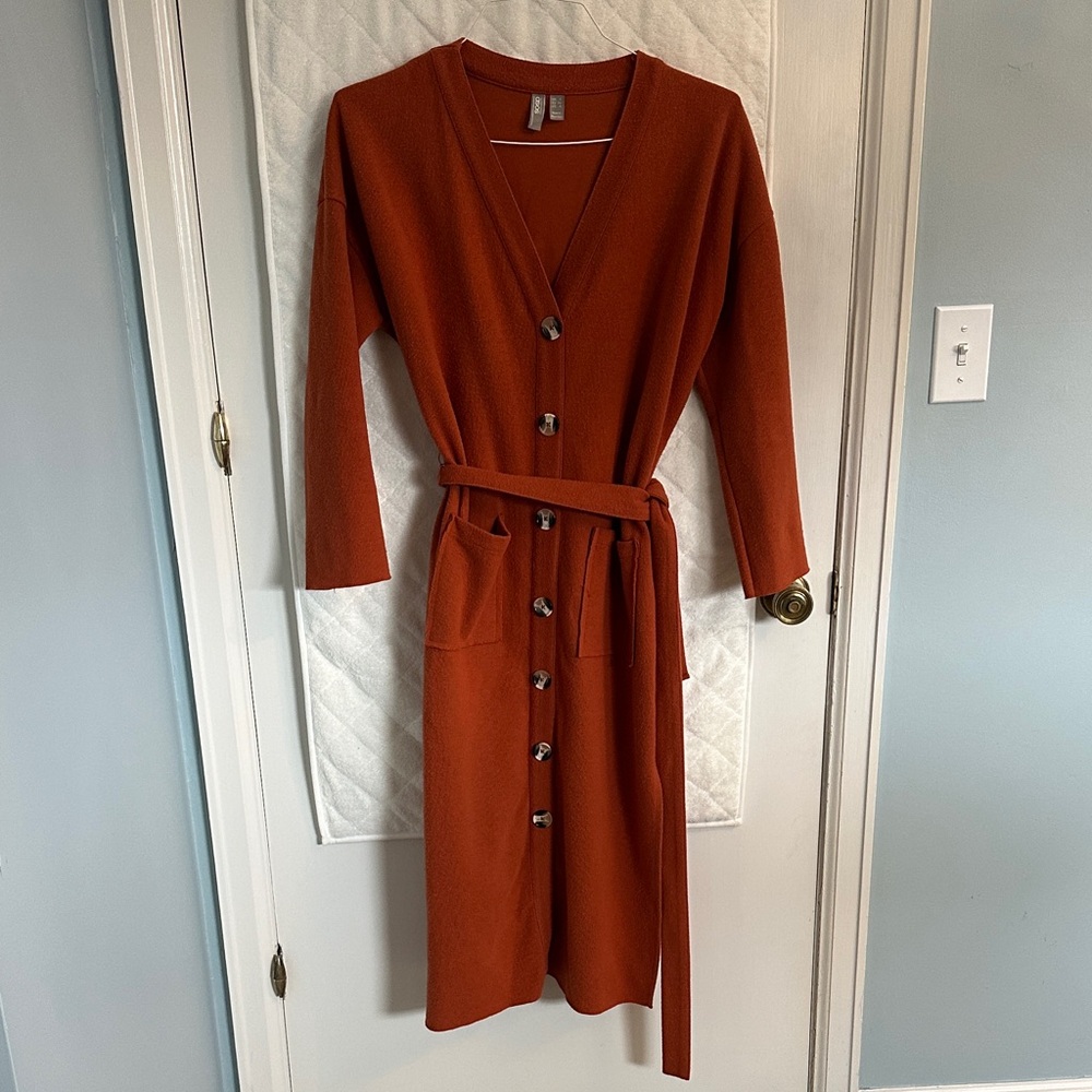 ASOS Terracotta Long Sleeve Belted Sweater Dress